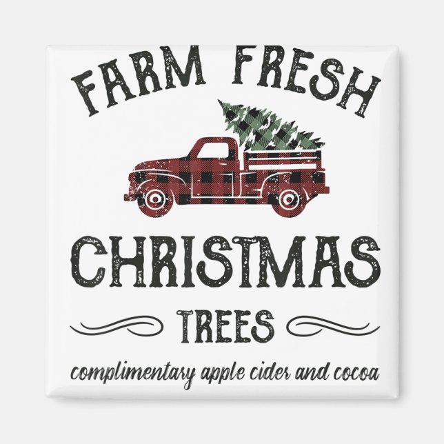 Farm Fresh Christmas Trees Shirt Festive Plaid Xma Magnet (Front)