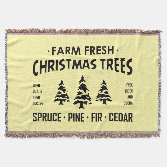 FARM FRESH CHRISTMAS TREES THROW BLANKET (Front)