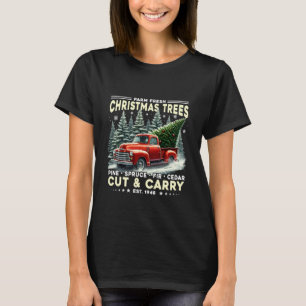 Farm Fresh Christmas Trees Vintage Red Truck Art 1 T-Shirt