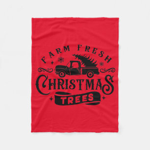 Farm Fresh Christmas Trees with Vintage Truck Fleece Blanket