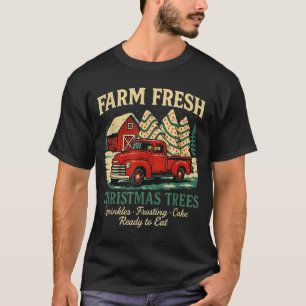 Farm Fresh Debbie Christmas Cake Retro Red Truck H T-Shirt