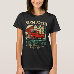 Farm Fresh Debbie Christmas Cake Retro Red Truck H T-Shirt