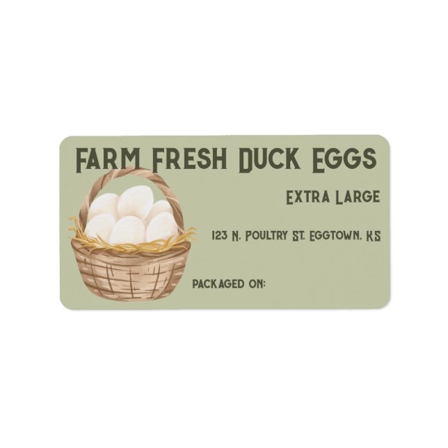 Farm Fresh Duck Eggs Egg Carton Label (Front)