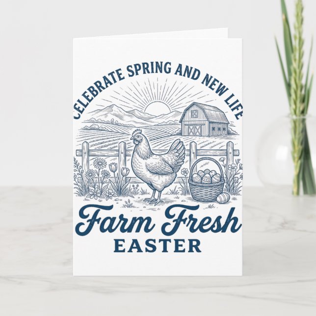 Farm Fresh Easter Chicken Spring New Life Hen  Card (Front)
