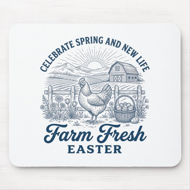 Farm Fresh Easter Chicken Spring New Life Hen  Mouse Mat (Front)