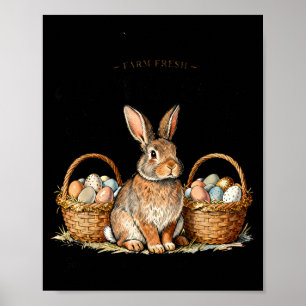 Farm Fresh Easter Eggs Bunny Vintage Poster