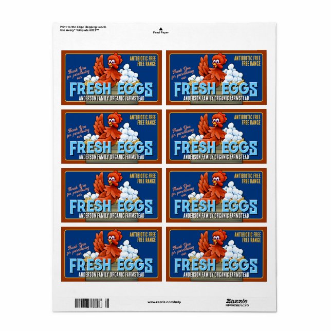 Farm Fresh Egg Carton Label  (Full Sheet)