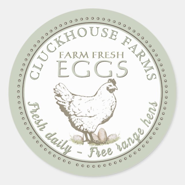 Farm Fresh Egg Carton Label Vintage Hen with Eggs  (Front)