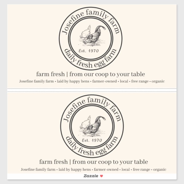 Farm Fresh Eggs Chicken Coop Rustic cartoon label  (Sheet)