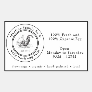 Farm Fresh Eggs Chicken Coop Rustic Country Farm Rectangular Sticker