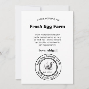 Farm Fresh Eggs Chicken Coop Rustic Country Farm Thank You Card