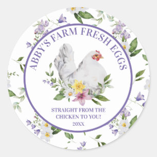 Farm Fresh Eggs Chicken Floral  Classic Round Sticker