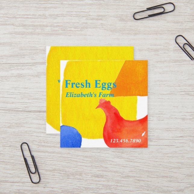 Farm Fresh Eggs Chicken Hen Square Business Card (Front/Back In Situ)
