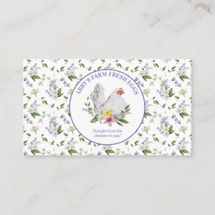 Farm Fresh Eggs Chicken Lavender Floral Business Card