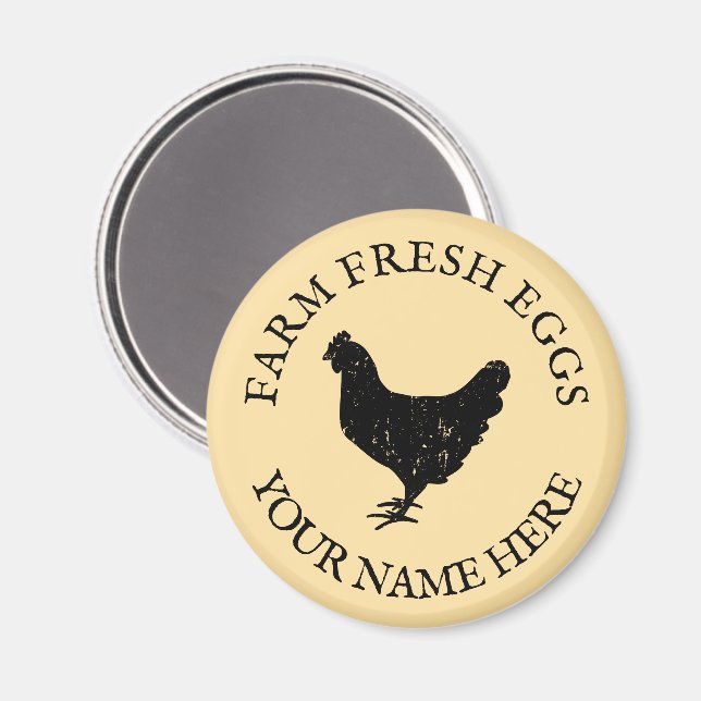 Farm fresh eggs chicken silhouette custom fridge magnet (Front/Back)