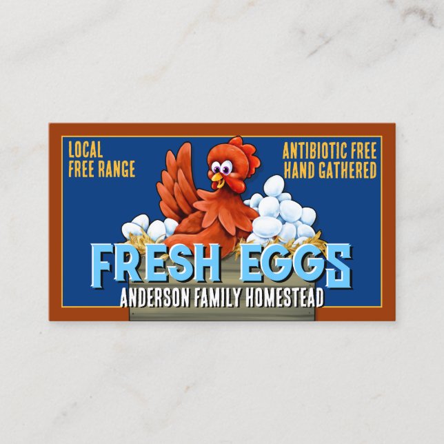 Farm Fresh Eggs Colourful Homestead Egg Farm Business Card (Front)
