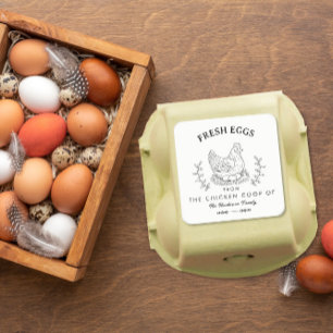 Farm Fresh Eggs Custom Name label, Egg Carton  Square Sticker