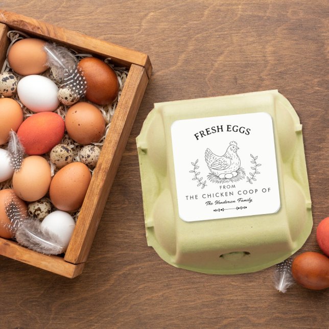 Farm Fresh Eggs Custom Name label, Egg Carton  Square Sticker (Creator Uploaded)