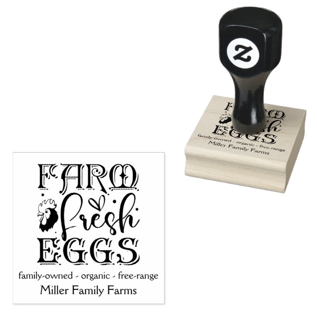 Farm Fresh Eggs Family Chicken Farm Custom Carton Rubber Stamp (Stamped)