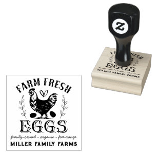 Farm Fresh Eggs Family Chicken Farm Custom Carton Rubber Stamp