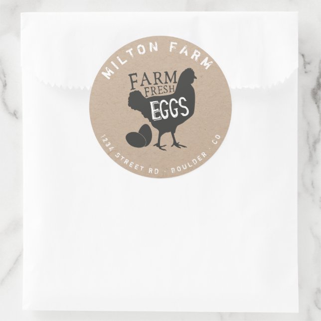 Farm Fresh Eggs Farmhouse Kraft Classic Round Sticker (Bag)