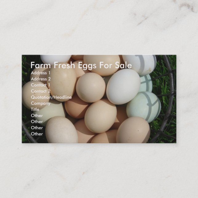 Farm Fresh Eggs For Sale Business Card (Front)