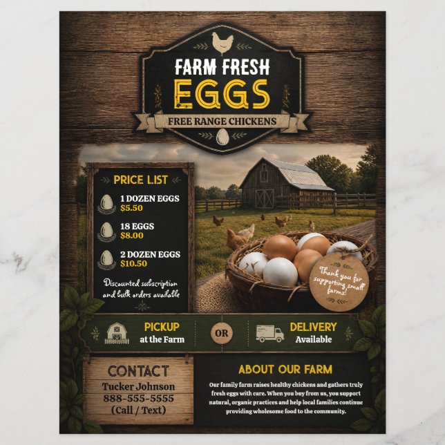 Farm Fresh Eggs for Sale Flyer Template (Front)