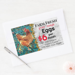 Farm Fresh Eggs Free Range For Sale Chickens Recta Rectangular Sticker