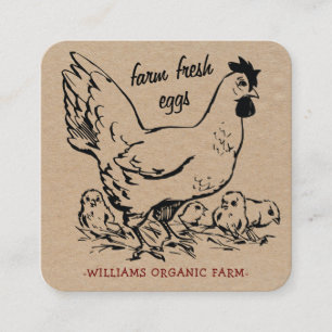 Farm Fresh Eggs Hen Square Business Card
