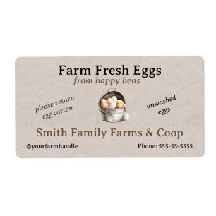 Farm Fresh Eggs Label Egg Carton Stickers Custom
