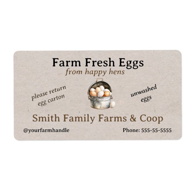 Farm Fresh Eggs Label | Egg Carton Stickers Custom (Front)