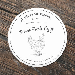 Farm Fresh Eggs Label White Sticker