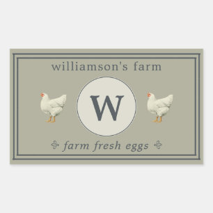 Farm Fresh Eggs Monogram Egg Carton Moss Grey Rectangular Sticker