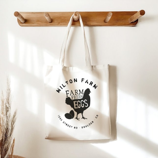 Farm fresh eggs monogram tote bag (Creator Uploaded)