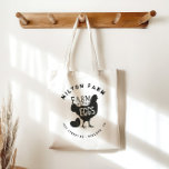 Farm fresh eggs monogram tote bag<br><div class="desc">Rustic decorative script "farm fresh eggs" with all information in distressed vintage font. Decorative chicken illustration with eggs on a kraft background. Pair this item with more matching items from our "farmhouse office supplies" collection for your homestead.</div>