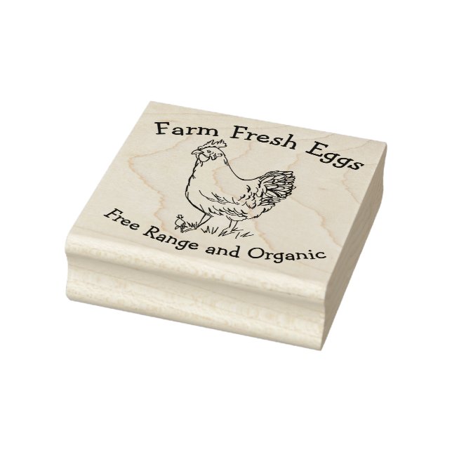 Farm Fresh Eggs Organic Chicken Hen Rubber Stamp (Stamp)