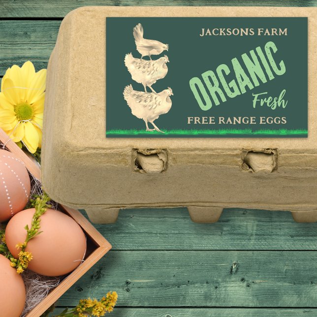 Farm Fresh Eggs Organic Free Range Chickens Rectangular Sticker (Organic fresh free range chicken egg box stickers personalized small business name)