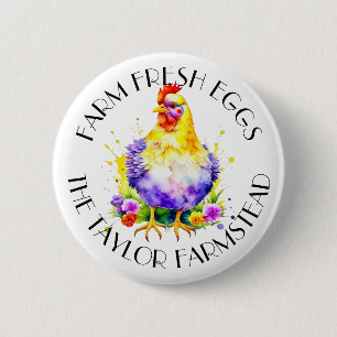 Farm Fresh Eggs Personalised 6 Cm Round Badge