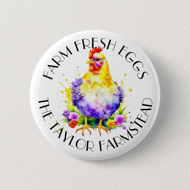 Farm Fresh Eggs | Personalised 6 Cm Round Badge (Front)