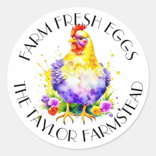 Farm Fresh Eggs | Personalised Classic Round Sticker (Front)