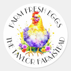 Farm Fresh Eggs   Personalised Classic Round Sticker