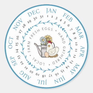 Farm Fresh Eggs Small Business Egg Carton Date Classic Round Sticker