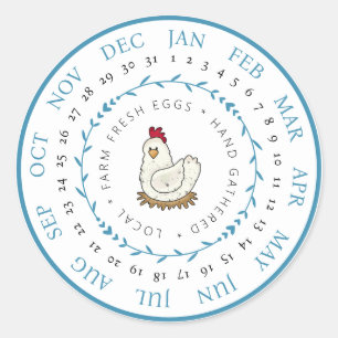Farm Fresh Eggs Small Business Egg Carton Date Classic Round Sticker