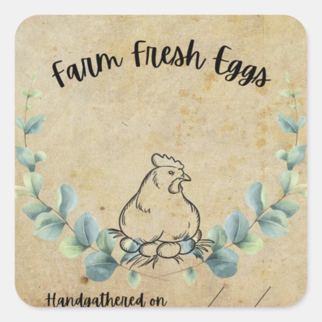 Farm Fresh Eggs square sticker (Front)