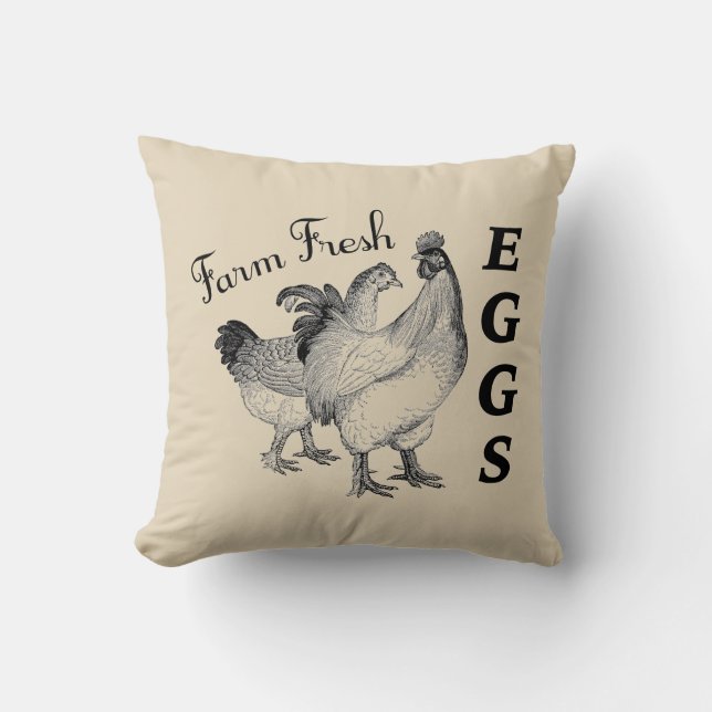 Farm Fresh Eggs Throw Pillow Farmhouse Style (Front)