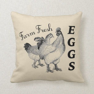 Farm Fresh Eggs Throw Pillow Farmhouse Style