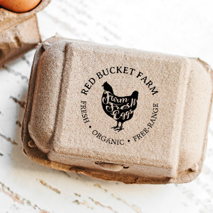 Farm Fresh Eggs Typography Chicken Self-inking Stamp