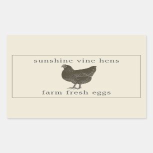 Farm Fresh Eggs Vintage Hen Egg Carton Antique Rectangular Sticker