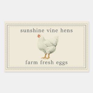Farm Fresh Eggs Vintage Hen Egg Carton Antique Rectangular Sticker