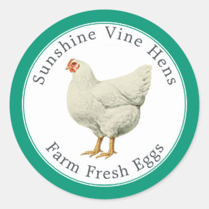 Farm Fresh Eggs Vintage Hen Egg Carton Emerald Classic Round Sticker